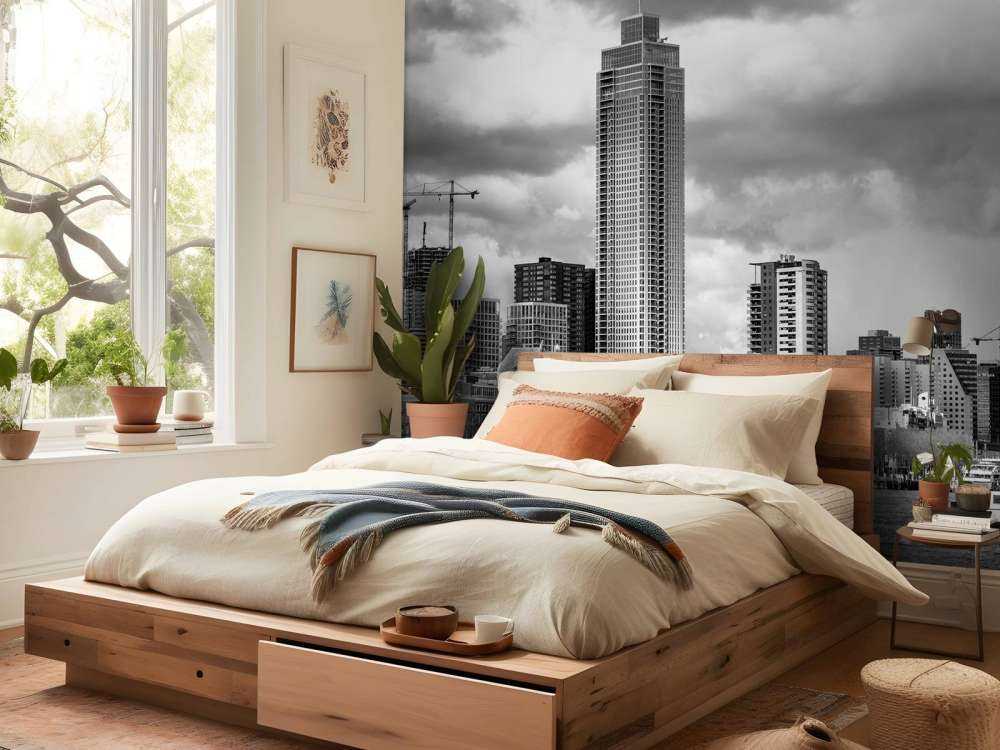 Skyline di Rotterdam (Westerkade) da Katendrecht (bianco e nero) 