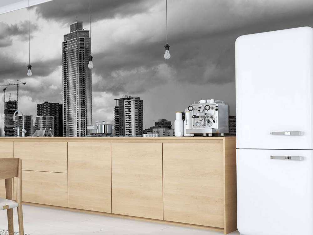 Skyline di Rotterdam (Westerkade) da Katendrecht (bianco e nero) 