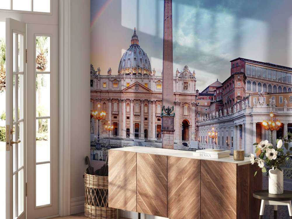 Piazza San Pietro con arcobaleno