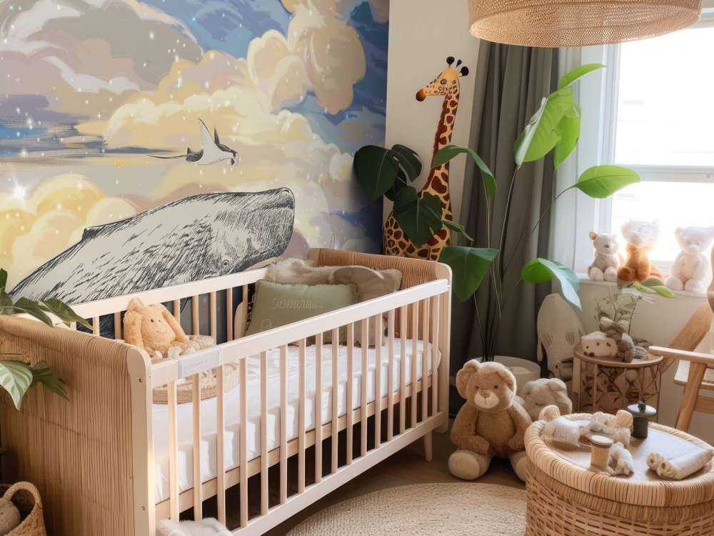 Balena che nuota tra le nuvole