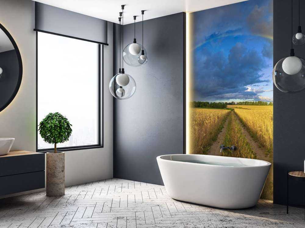 Arcobaleno su un campo di grano