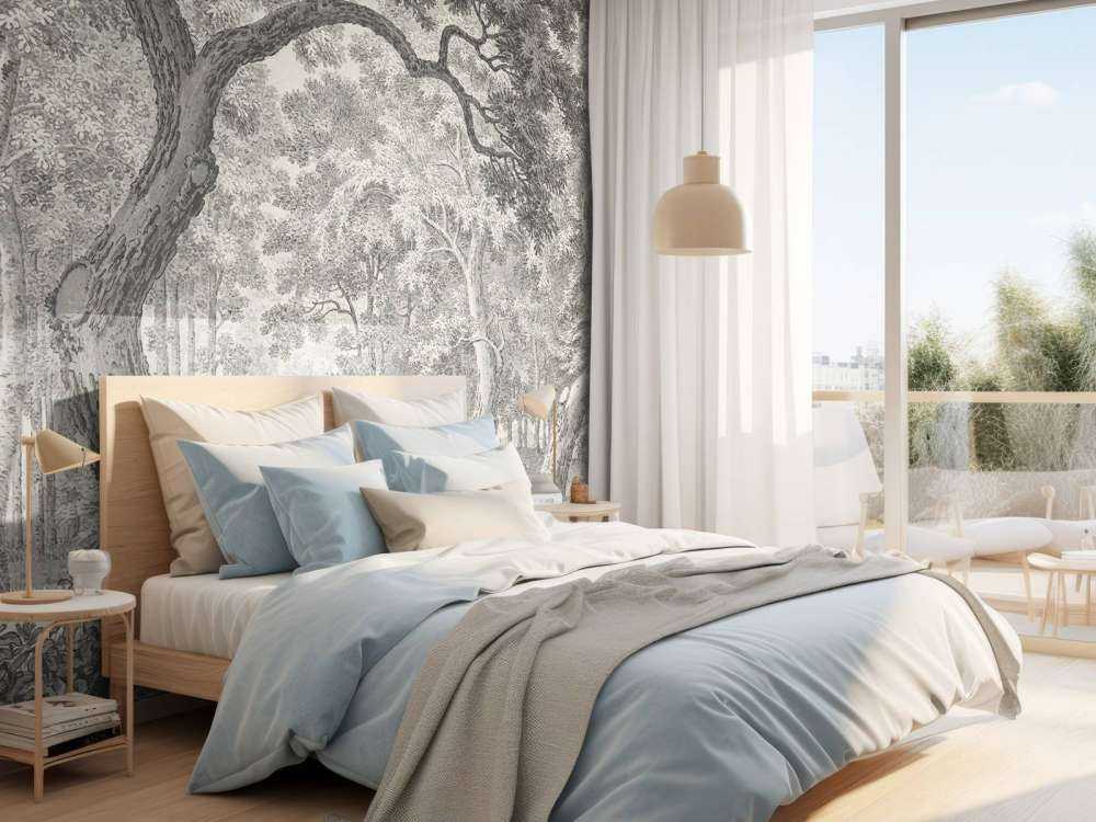 Vista sulla foresta con due cervi