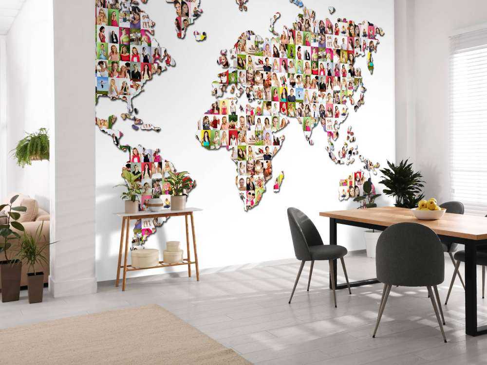 Mappa del mondo formata da foto