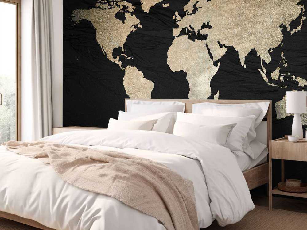 Mappa del mondo oro chiaro