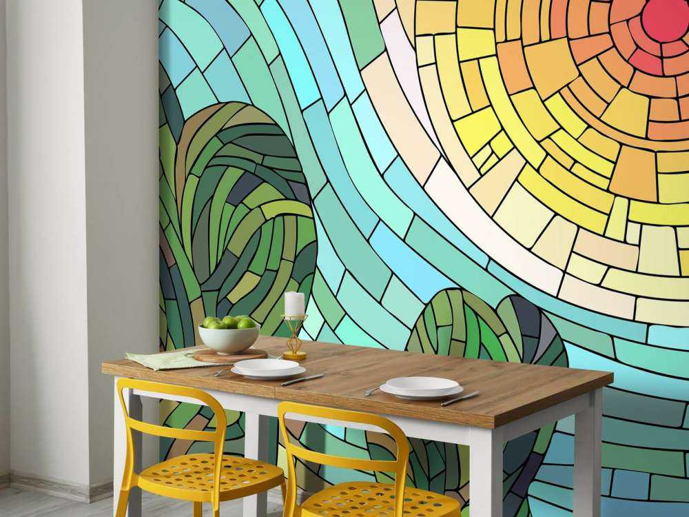 Sole rosso dagli alberi