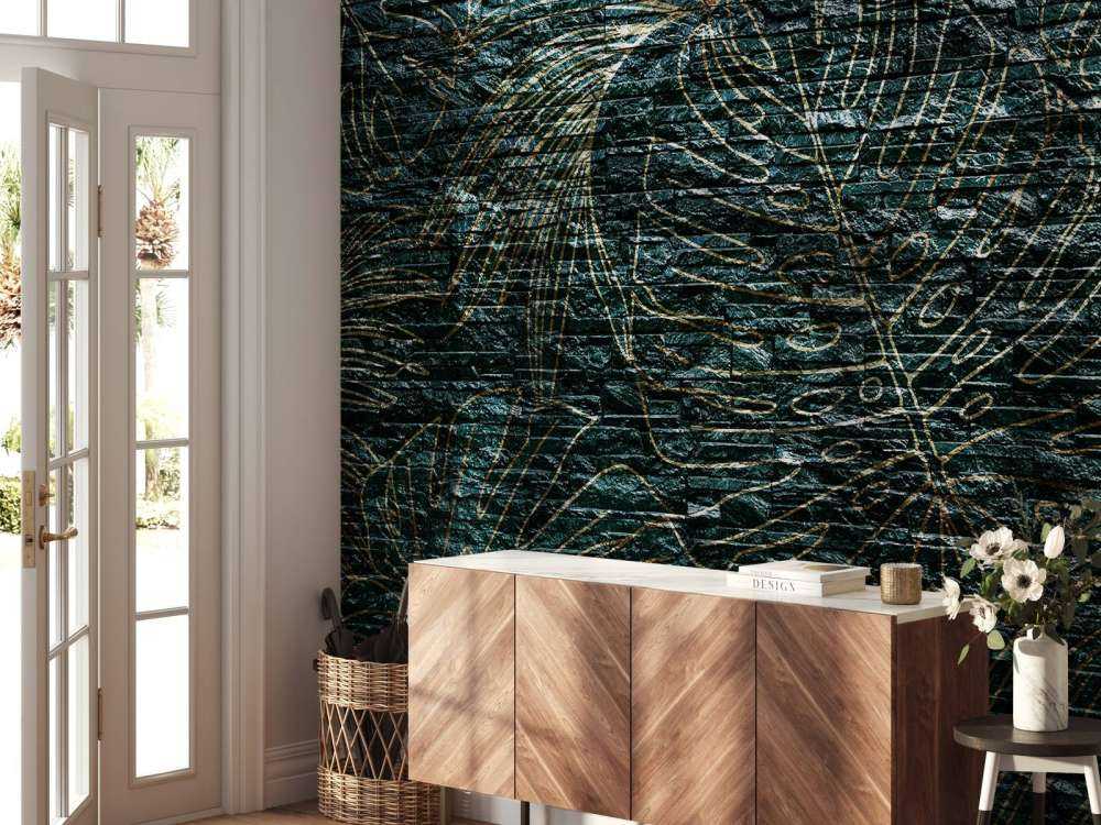 Disegno murale con foglie