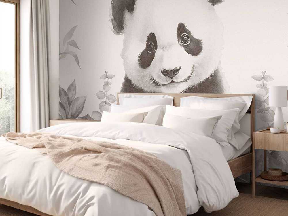 Baby panda nella giungla beige