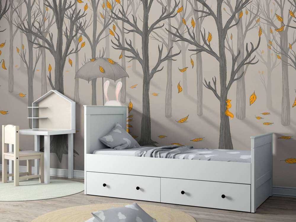 Coniglio sotto le foglie