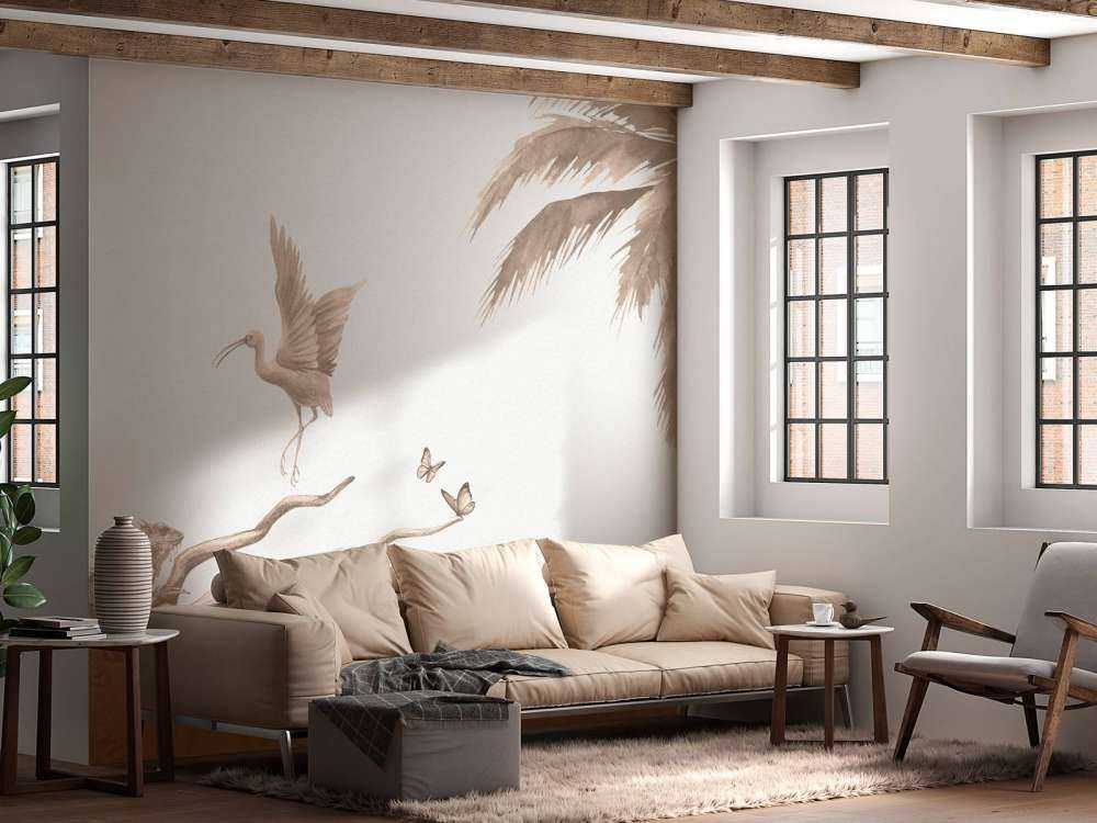 Ramo con animali della giungla in taupe