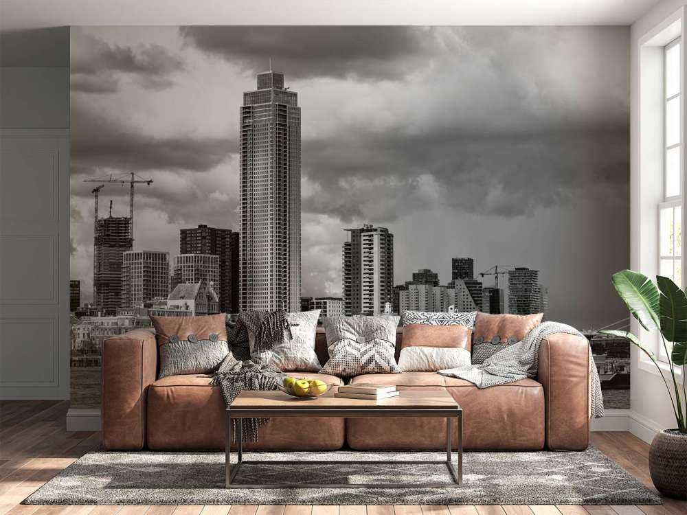 Skyline di Rotterdam (Westerkade) da Katendrecht (bianco e nero) 