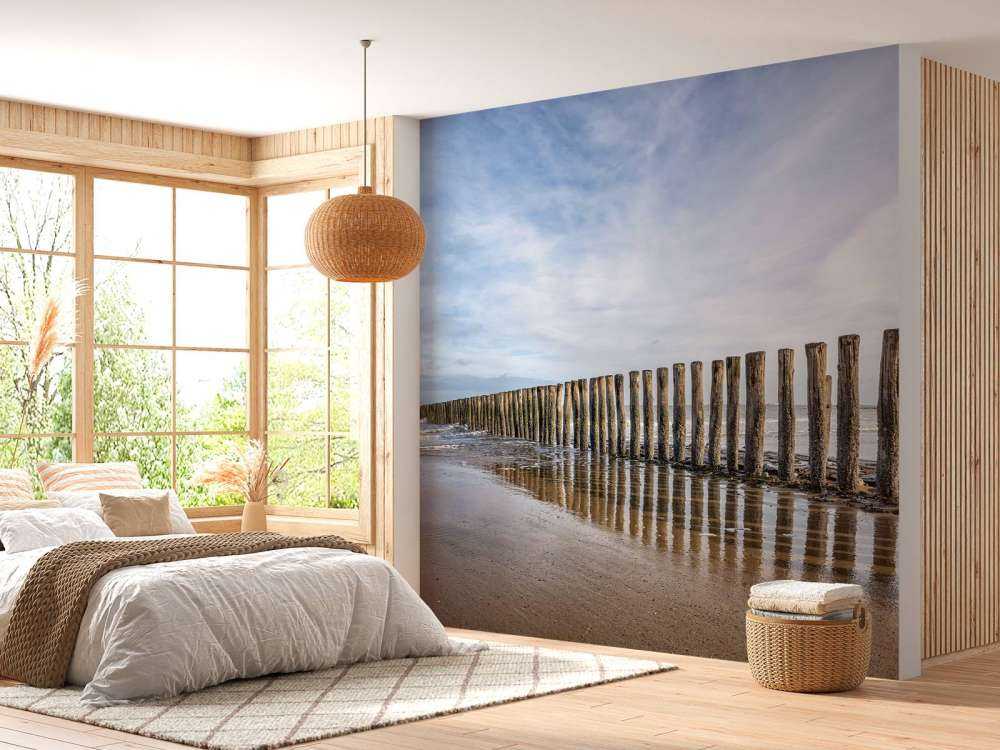 Diga foranea in legno sulla costa nei pressi di Cadzand-bad - NL