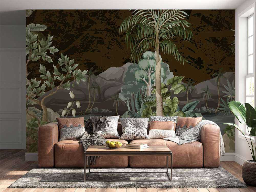 Paesaggio della giungla con fiume