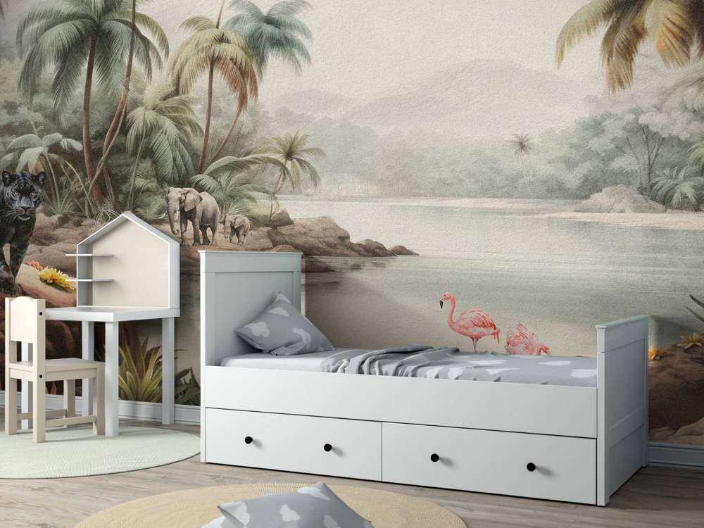 Paesaggio della giungla con animali a colori