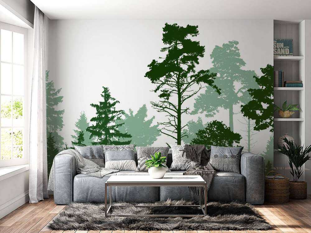 Foresta verde di conifere