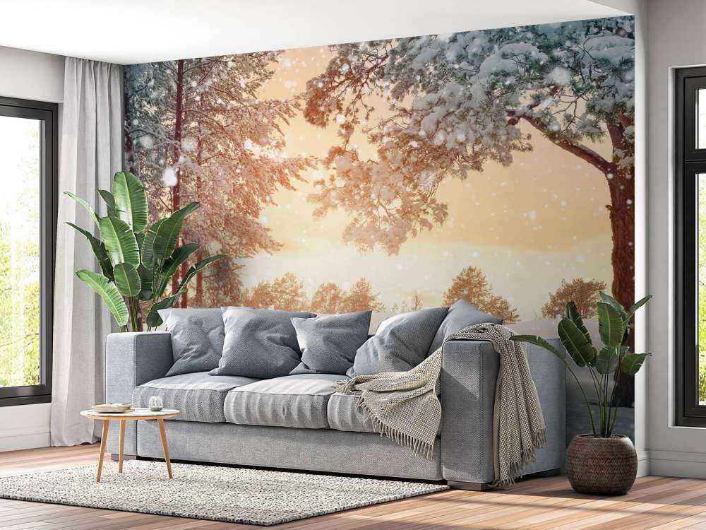 Alberi di pino con neve