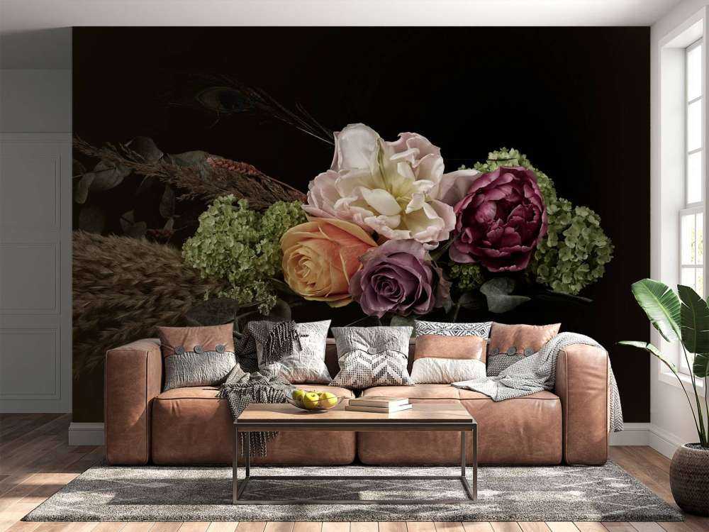 Bouquet di fiori di piume di pavone