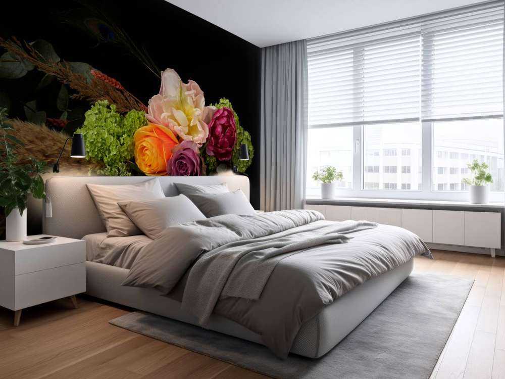 Ghirlanda di fiori con piuma