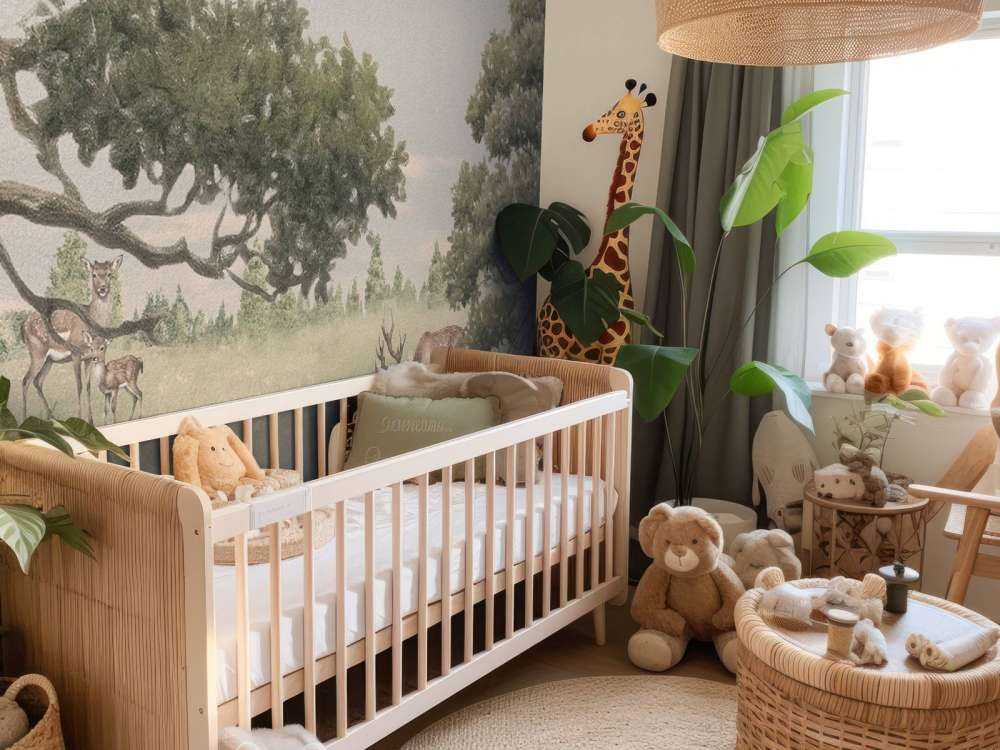 Paesaggio con animali in beige