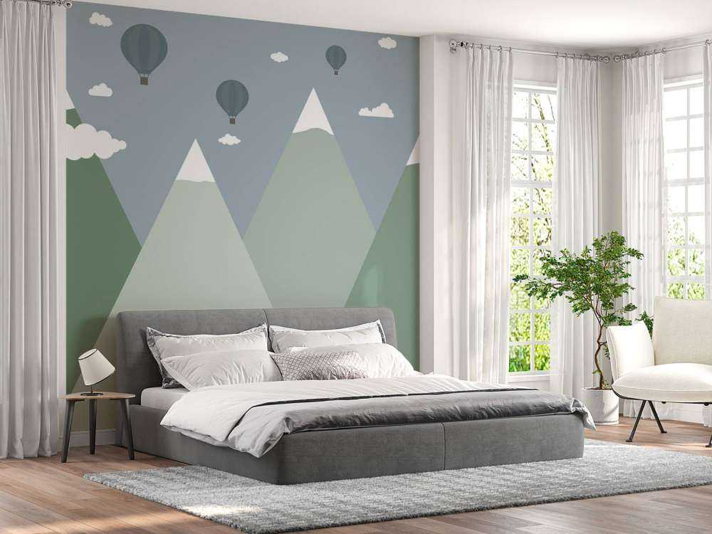 Paesaggio di montagna con mongolfiere