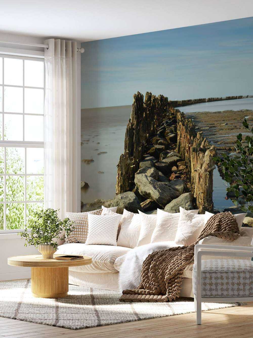 Frangiflutti di legno e pietra