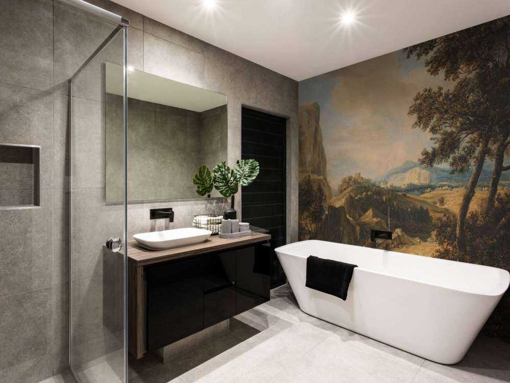 Paesaggio montano con pescatori