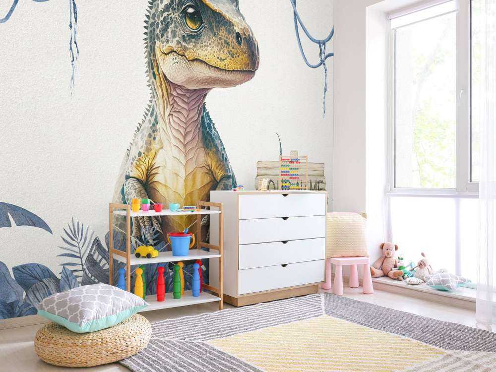 Baby t-rex nella giungla blu