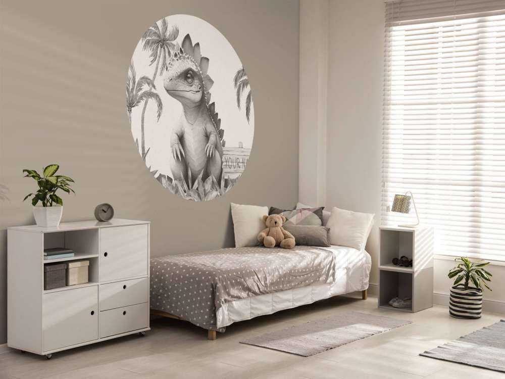 Baby stegosaurus nella giungla beige