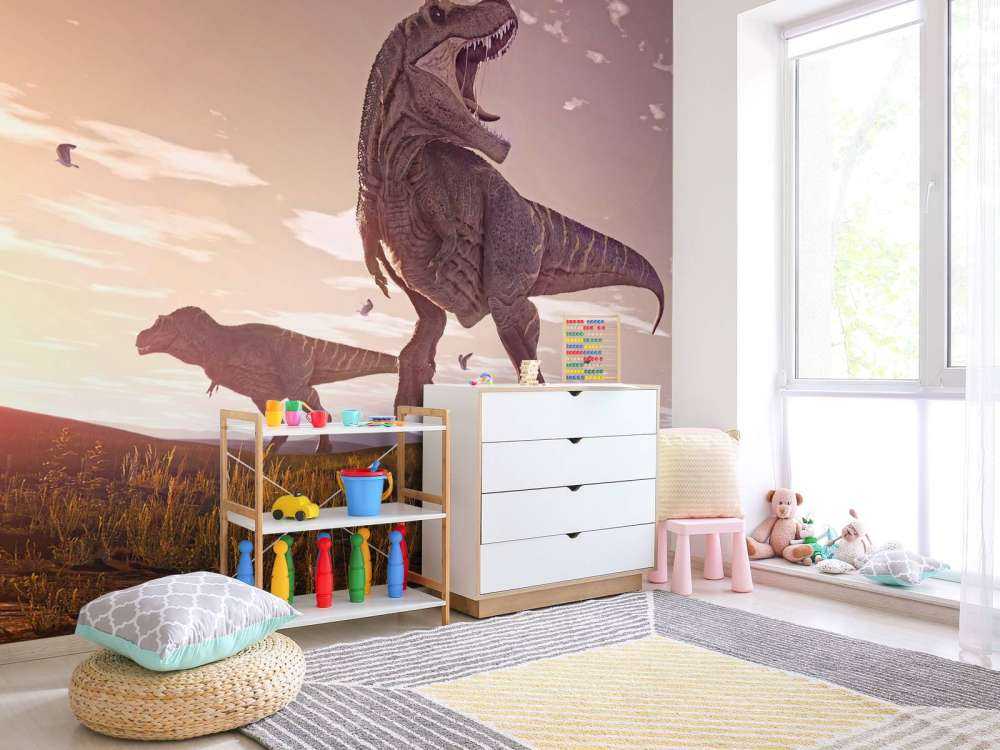 Due tirannosauri in un campo