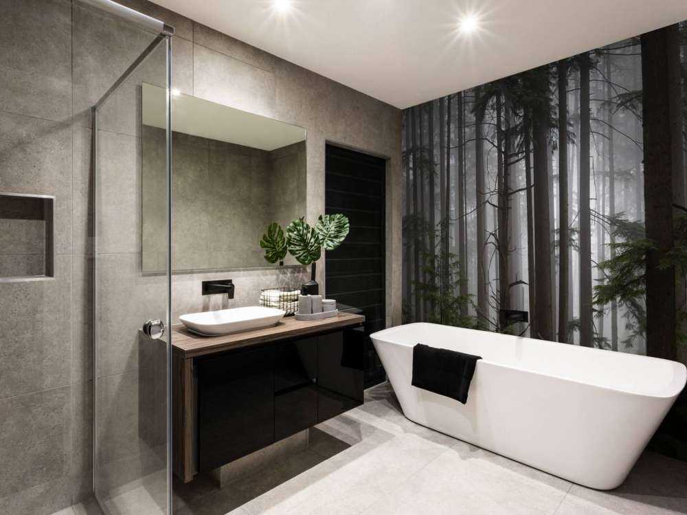 Foresta durante un giorno di nebbia