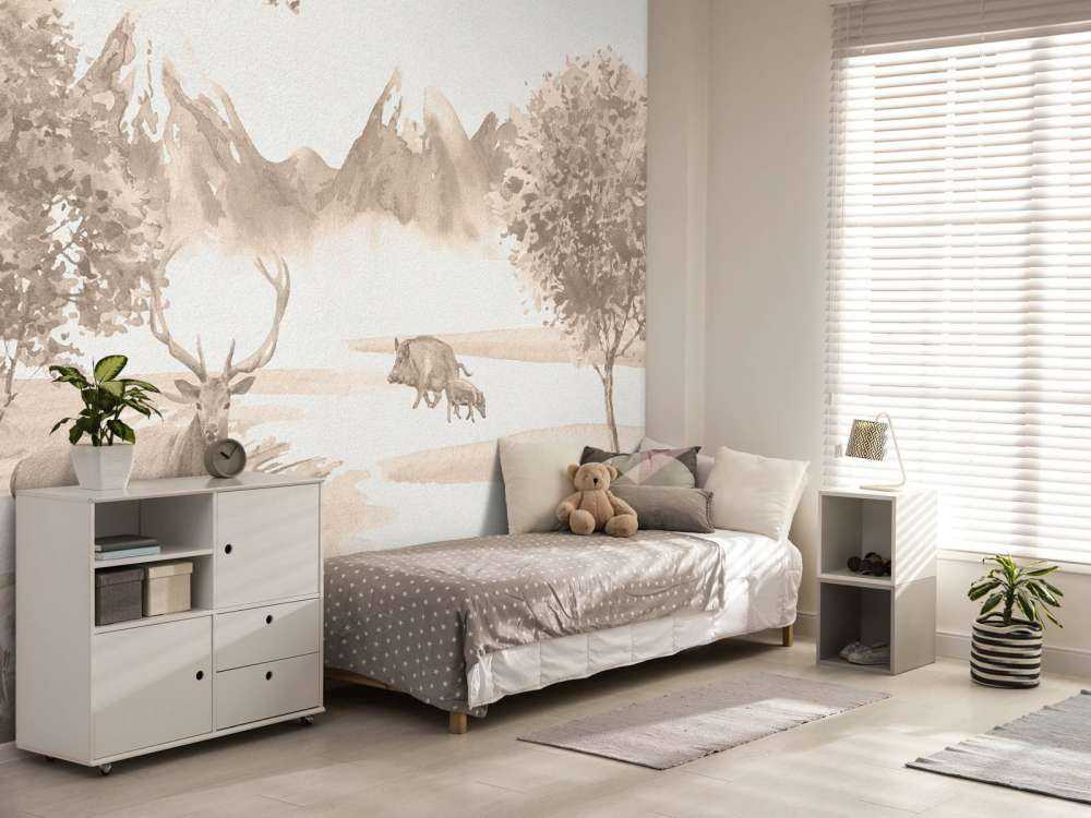 Foresta con animali in taupe