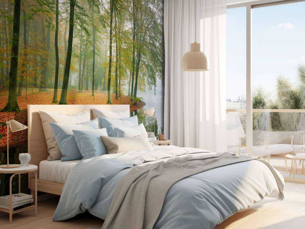 Riflessione degli alberi nello stagno