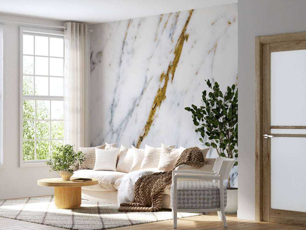 Marmo bianco con venature dorate