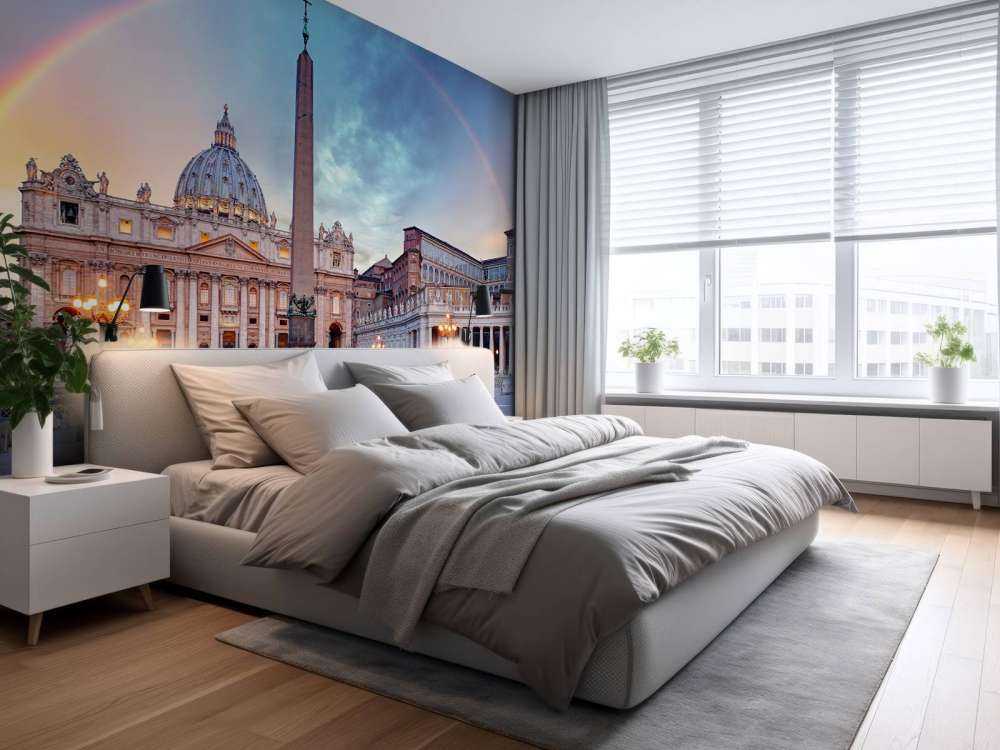 Piazza San Pietro con arcobaleno