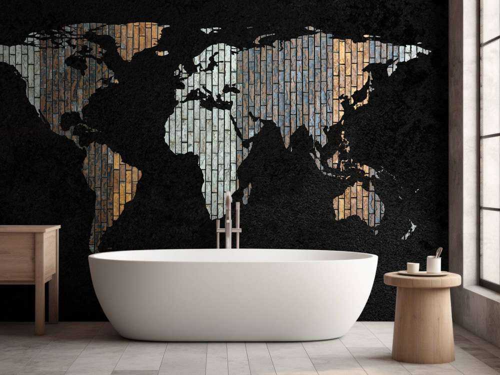 Mappa del mondo con mattoni verticali