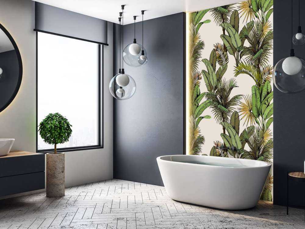 Palma tropicale e foglie di banana