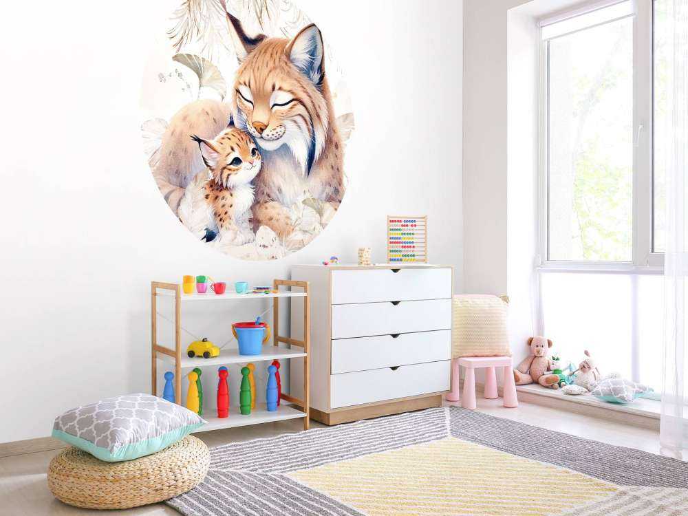 Lince amorevole con cucciolo