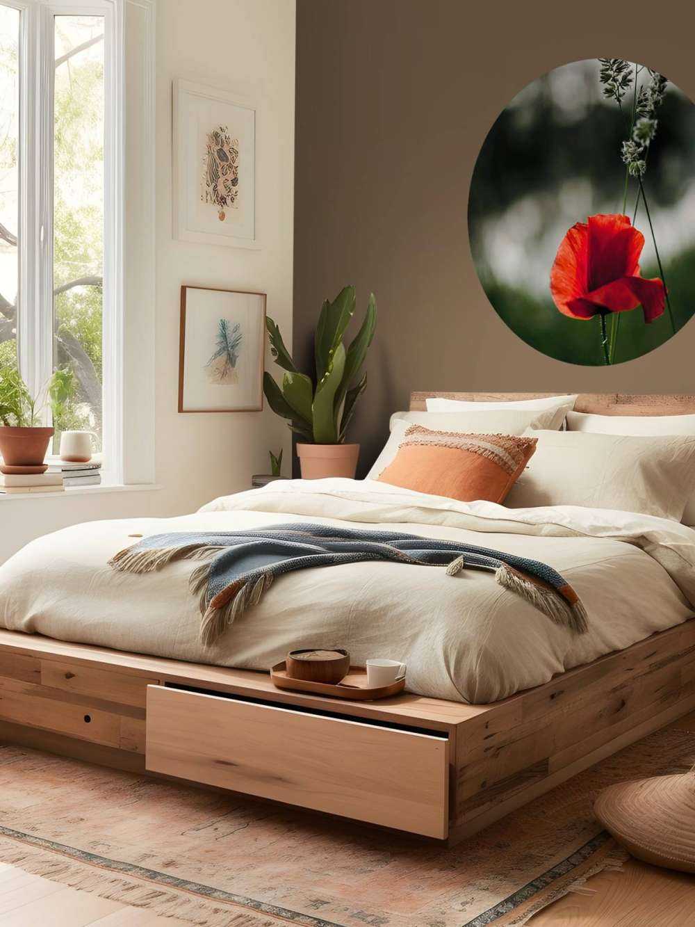 Papavero rosso con erba