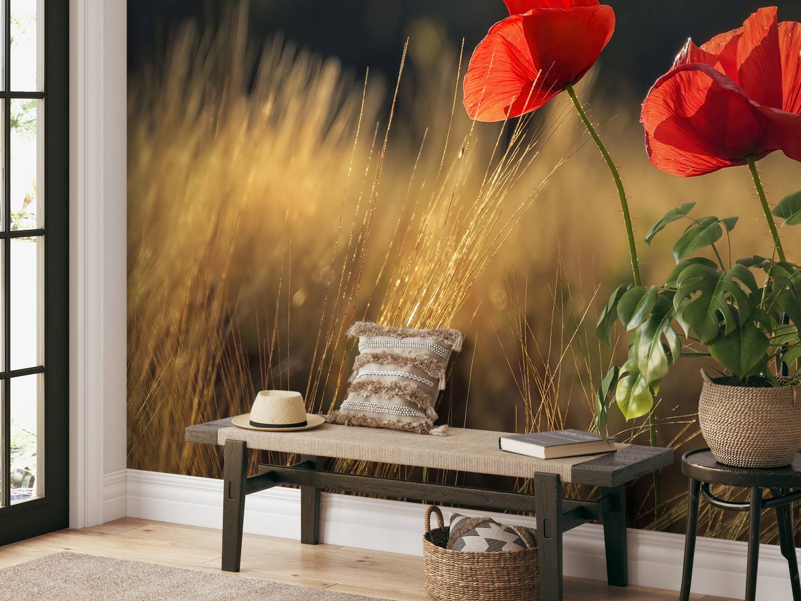 1art1 Zerbino Con Fiori E Papaveri: Resistente, Antiscivolo E Lavabile In Lavatrice