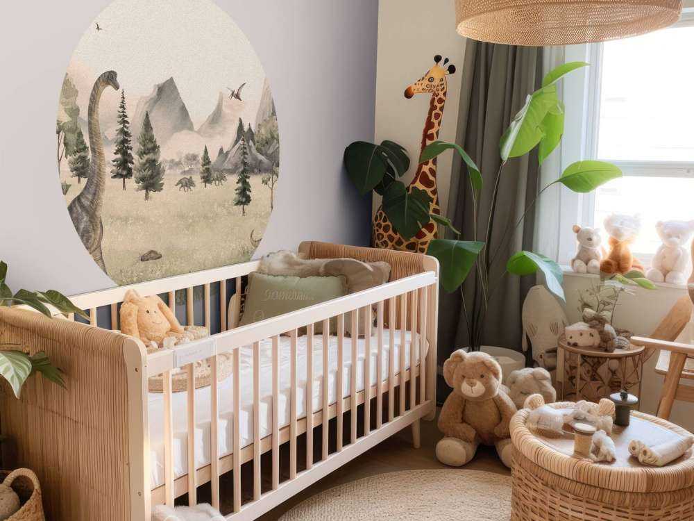 Paesaggio con dinosauri in beige