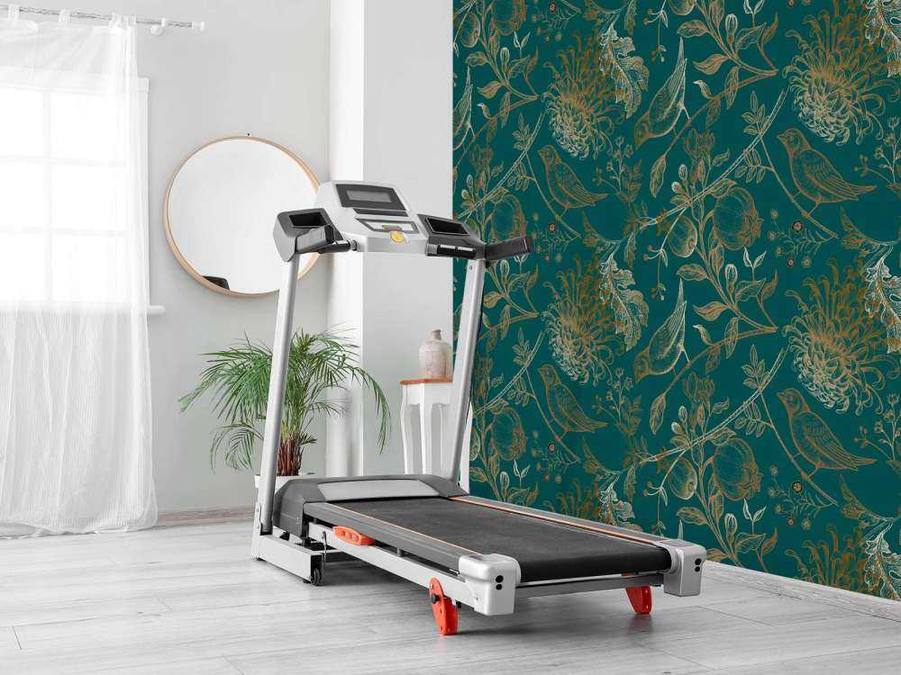 Motivo a crisantemi e uccelli