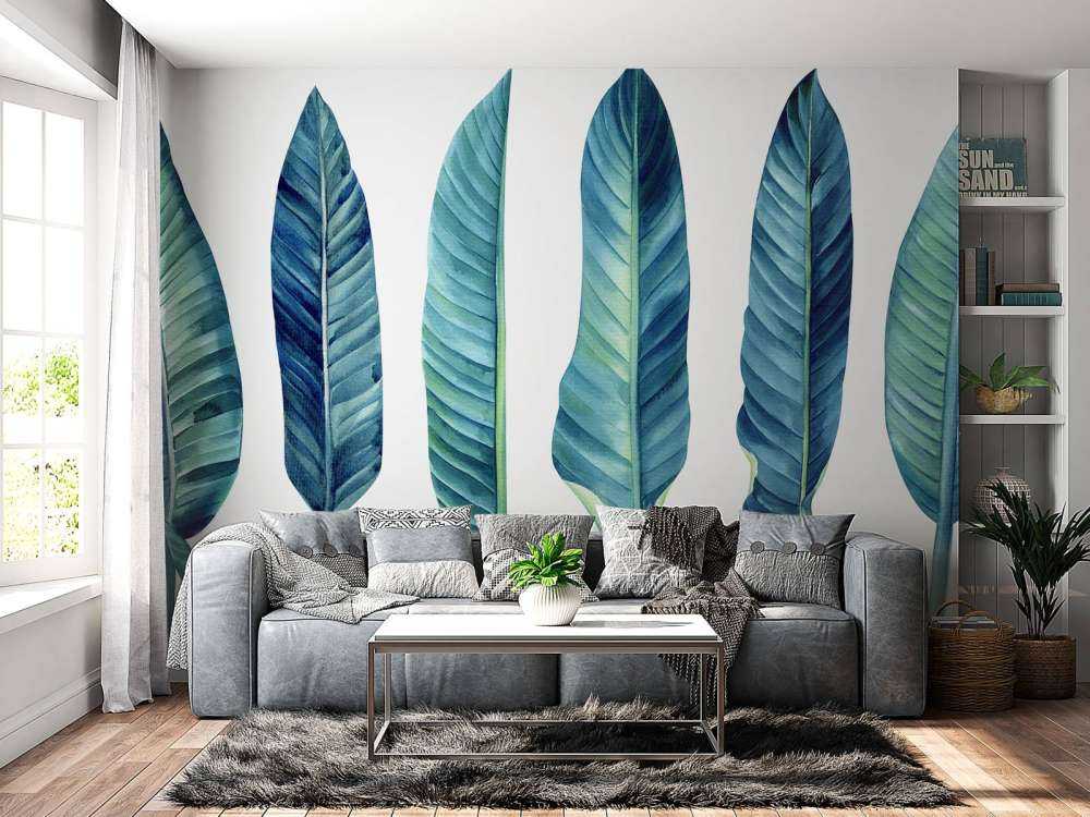 Foglie tropicali su sfondo bianco