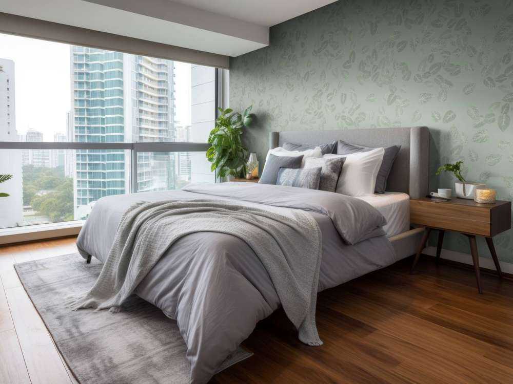 Foglie piccole su grigio verde