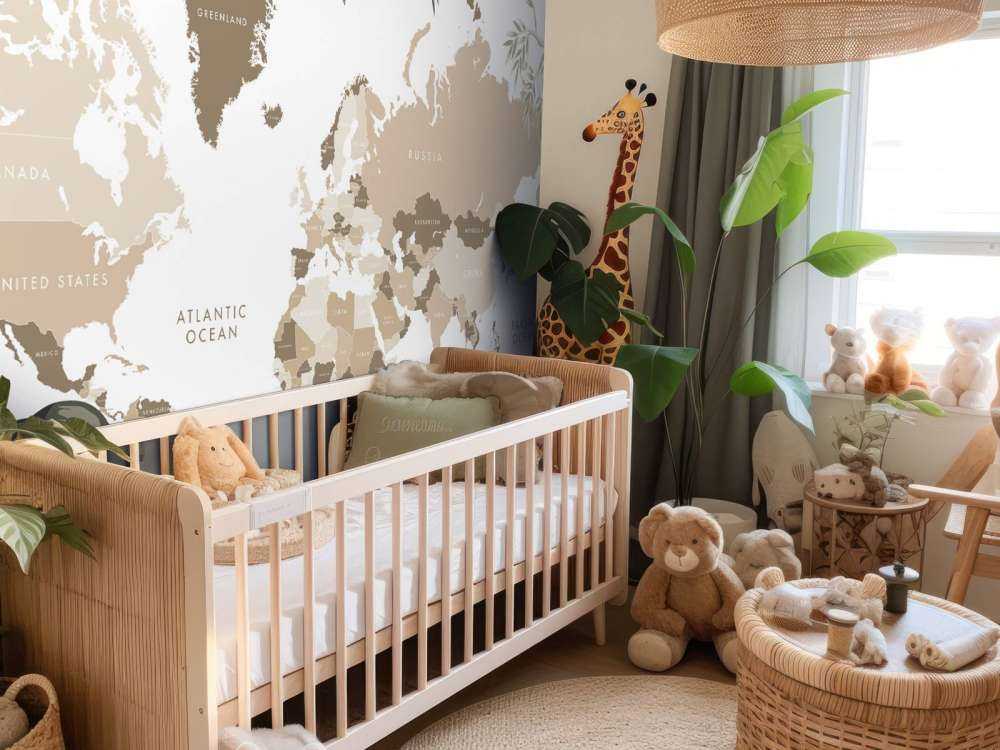 Mappa del mondo con animali della giungla