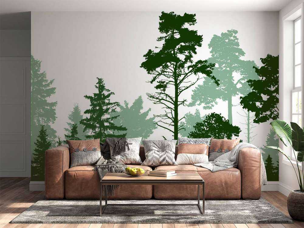 Foresta verde di conifere