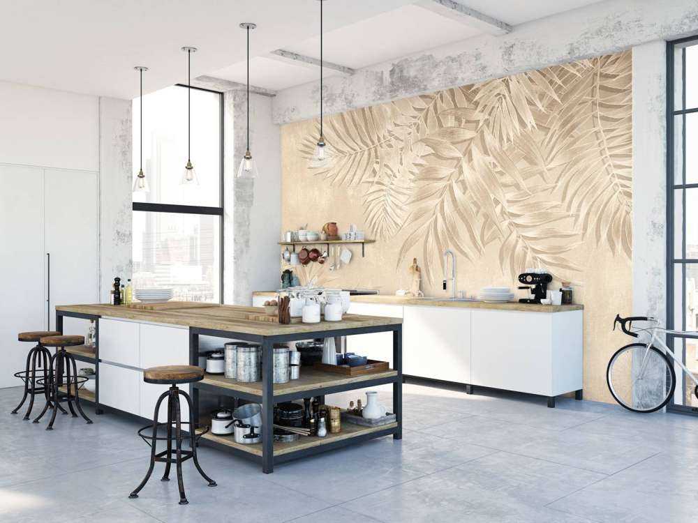 Hojas de palmera con textura, de color beige