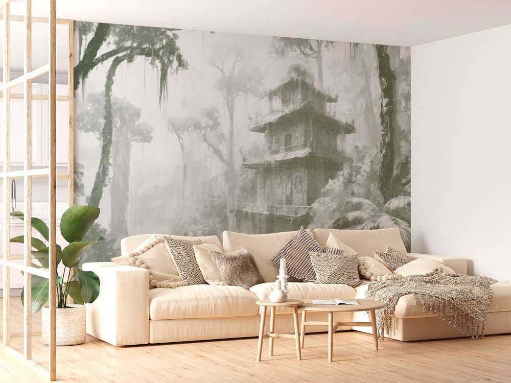 Capanna Nascosta nella Foresta Nebbiosa, verde