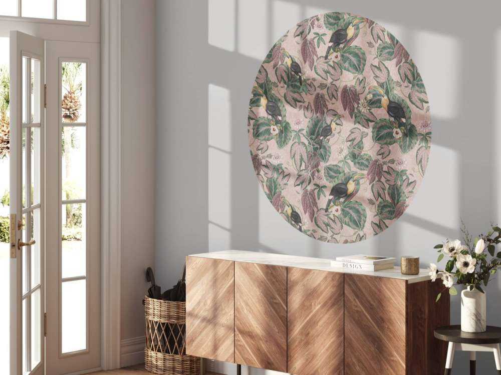 Uccelli e tucani della giungla tropicale - rosa