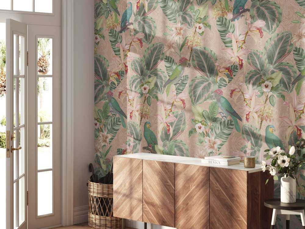 Uccelli e pappagalli della giungla tropicale - terracotta