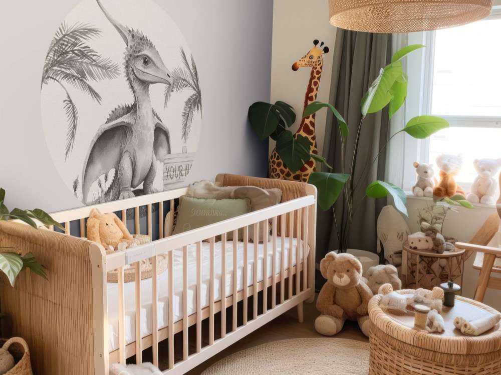 Baby pteranodon nella giungla beige