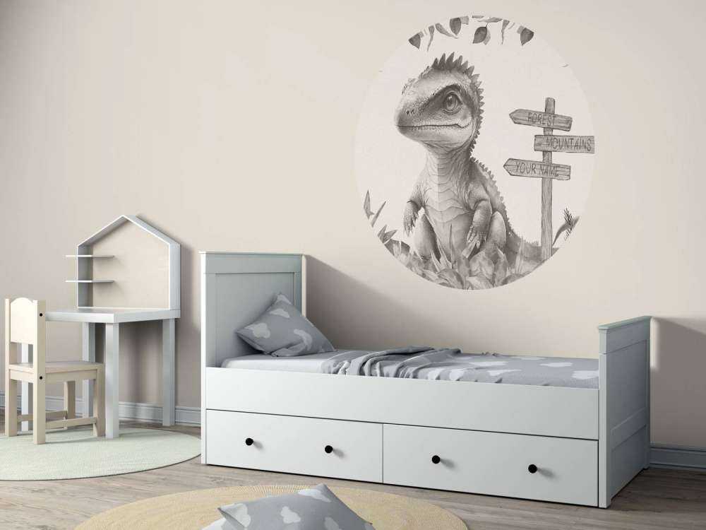 Baby spinosaurus nella giungla beige